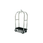 Forbes Birdcage Luggage Cart, 2" Diameter, Polished Stainless Steel, 8" Black Pneumatic Wheels